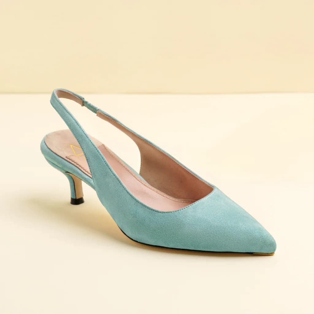 Suede Slingback Kitten Heel