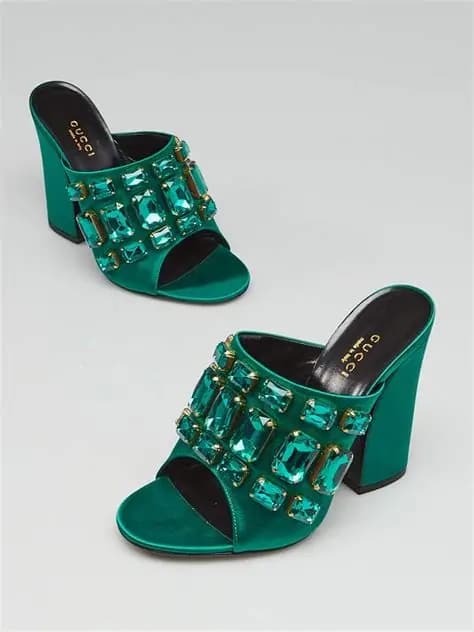 Emerald Satin Mule - chartreuse - 20